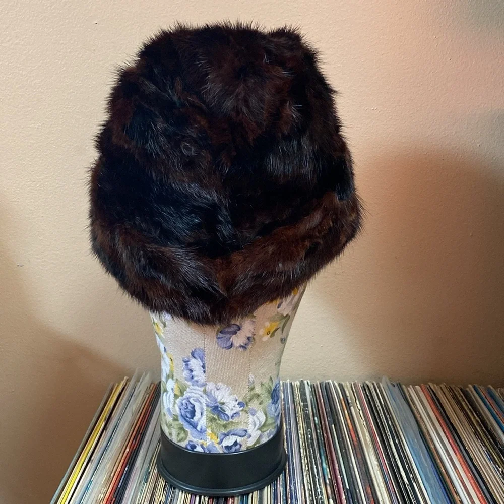 Vintage 50’s 60’s Brown Mink Fur Arctic Hat - Picture 6 of 15